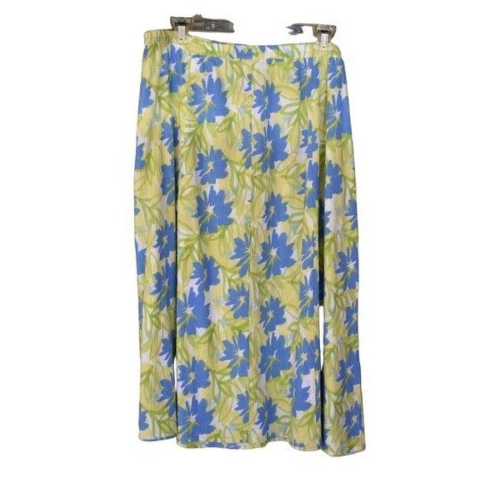 Women's TOG Shop Green and Blue Floral Skirt XL